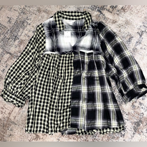 Cato Tops - Cato plaid flannel blouse